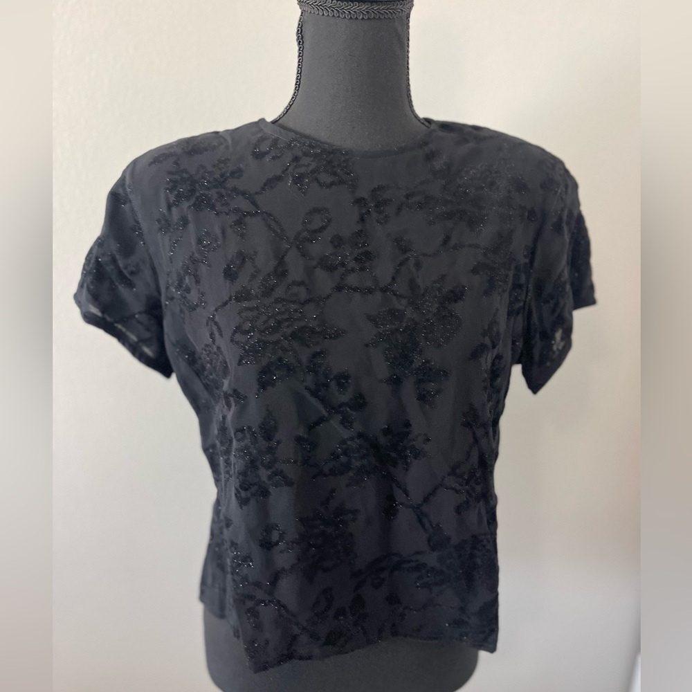 Jones New York Black Beaded Floral Blouse – Size 12 l Poshmark